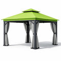 Pavillon de jardin en aluminium avec toit en tissu vert - 2026