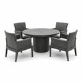 Ensemble de table et chaises de jardin en résine tressée et aluminium gris avec table ronde et 4 chaises - 2026