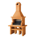 Barbecue en pierre en pierre reconstituée finition brique avec cheminée 200x110x65 cm - 2026