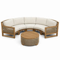 Ensemble de canapé d'angle en bois et corde beige crème avec table ronde - 2026