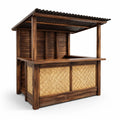 Kiosque à bar extérieur en bois et bambou marron - 2026