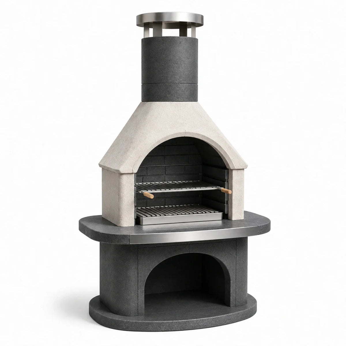 Barbecue en béton avec cheminée en acier inoxydable - 2026
