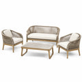 Ensemble de salon de jardin en bois et corde - Beige - 2026