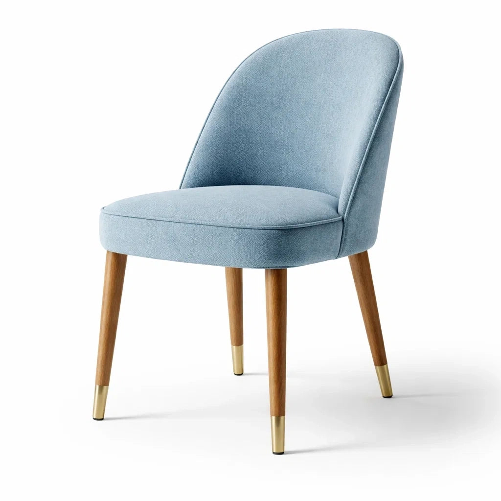 Chaises de salle à manger en bois et tissu polyester avec embouts en laiton - 2026