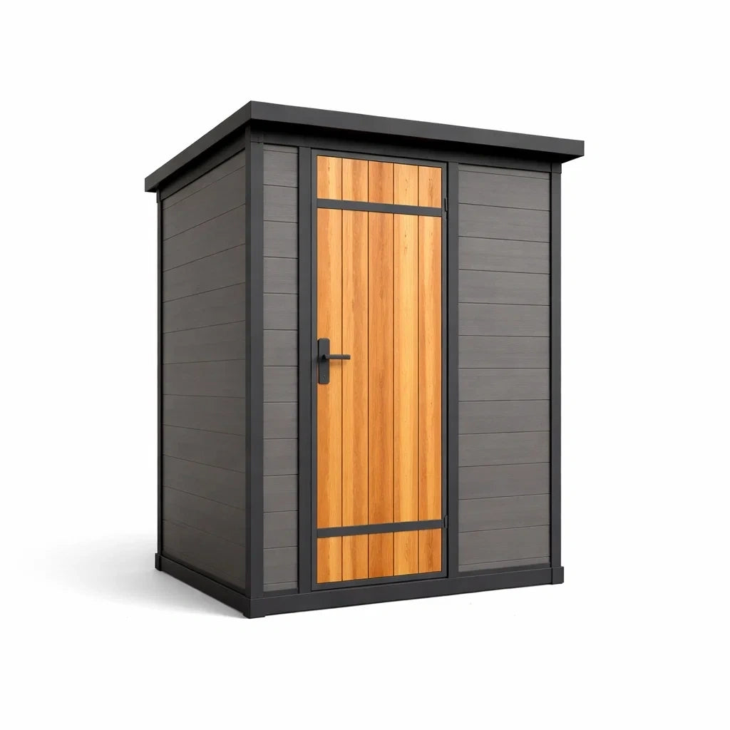 Abri de jardin en acier galvanisé et bois gris foncé 200x180x210 cm - 2026