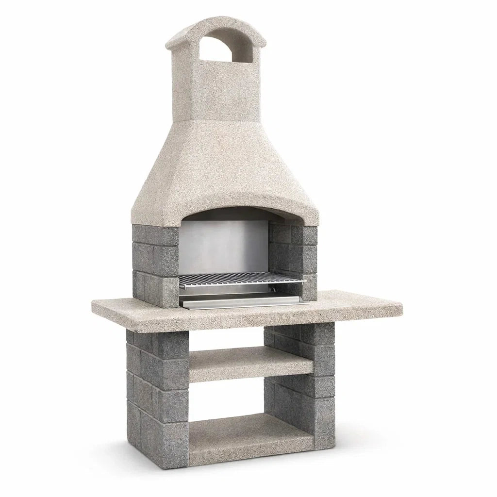 Barbecue en pierre reconstituée et béton gris et beige - 2026