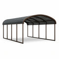 Carport double en acier brun et anthracite avec toit arqué, 600 × 600 × 300 cm - 2026