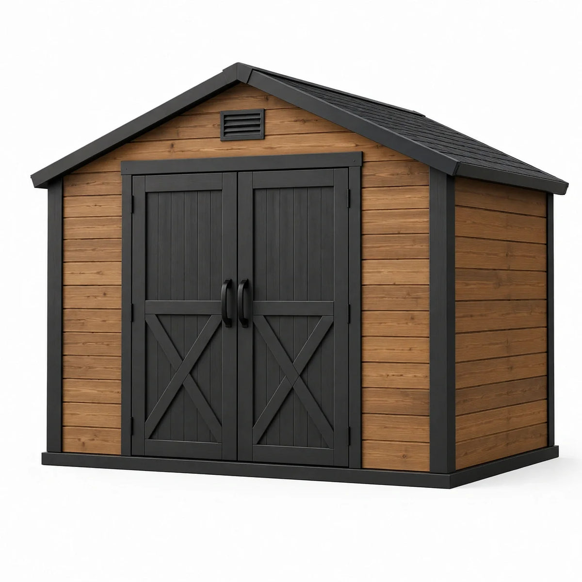 Abri de jardin en bois composite avec toit en résine marron et noir 350x229x254 cm - 2026