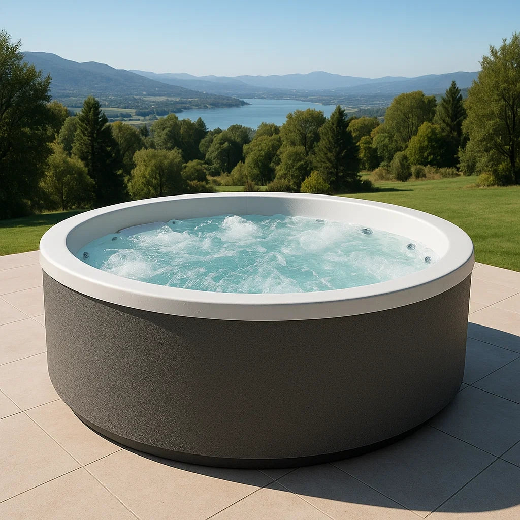 Bain à remous rond en acrylique gris avec jets de massage 180 cm - 2026