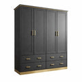 Armoire en bois noir avec finitions dorées et tiroirs - 2026