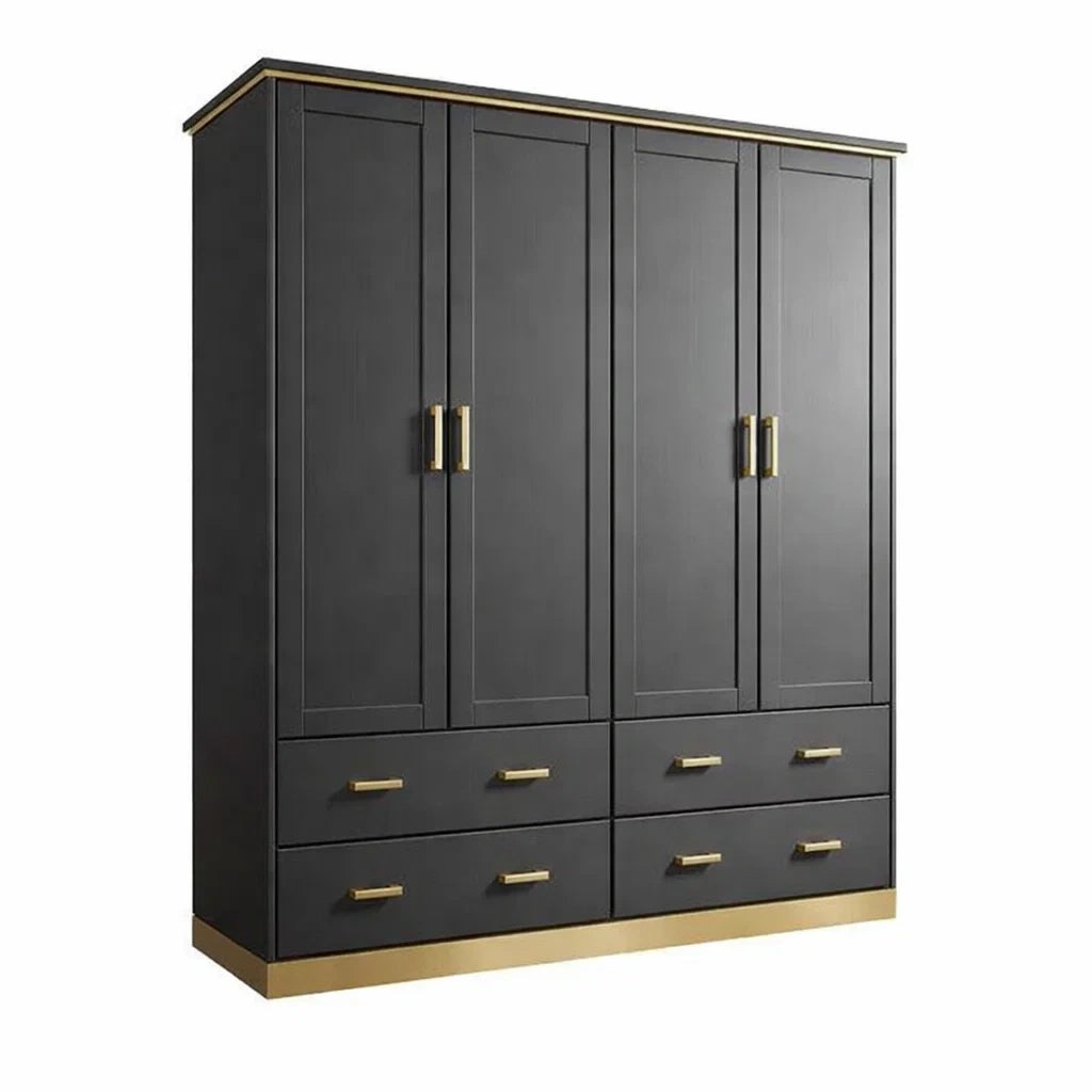 Armoire en bois noir avec finitions dorées et tiroirs - 2026