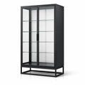 Vitrine métallique noire avec portes coulissantes en verre - 2026
