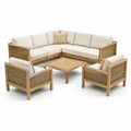 Salon de jardin en teck et corde beige avec coussins - 2026