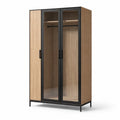 Armoire avec 3 portes en verre trempé en métal et bois de hêtre 200x120x60 cm - 2026