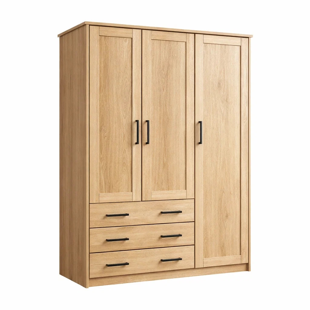 Armoire en Bois de Chêne avec 3 Portes et 3 Tiroirs - 2026