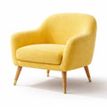 Fauteuil en tissu polyester bouclé jaune avec pieds en hêtre - 2026