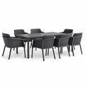 Ensemble de table et chaises d'extérieur 8 pièces aluminium polyester gris - 2026