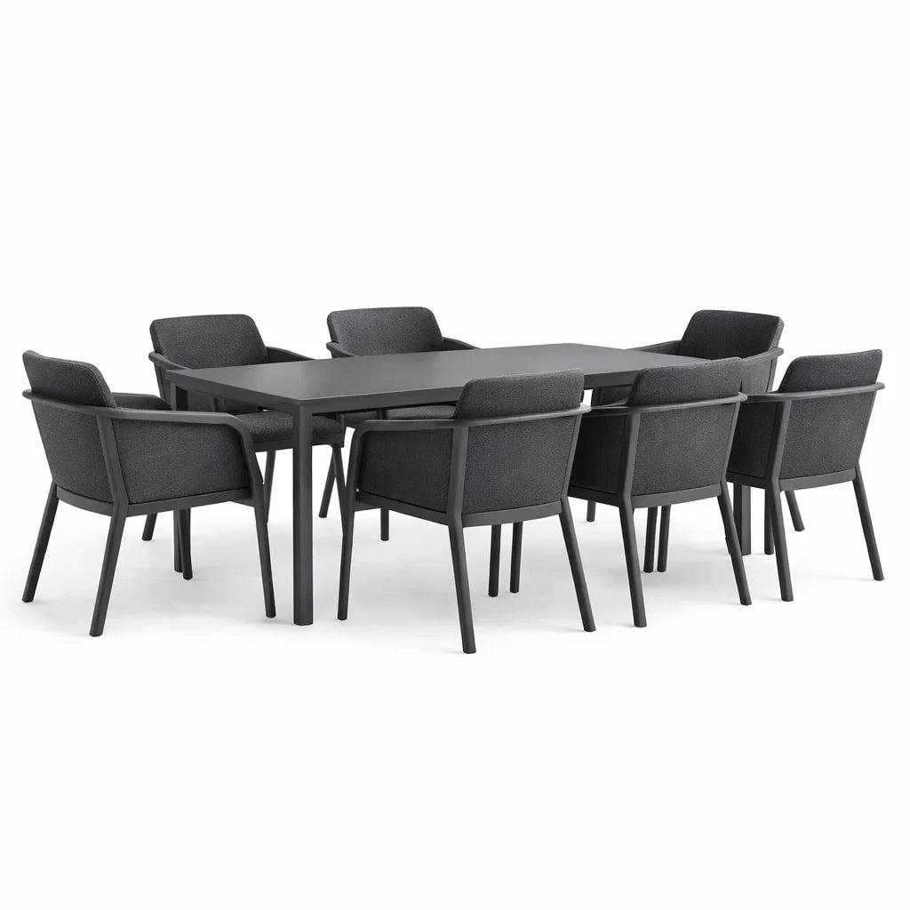 Ensemble de table et chaises d'extérieur 8 pièces aluminium polyester gris - 2026