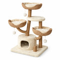 Arbre à chat en sisal et tissu avec plateformes et niche beige - 2026