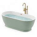 Baignoire îlot ovale en acrylique avec robinetterie en laiton, 170x80x60 cm, vert - 2026