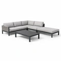 Salon de jardin en aluminium avec coussins en polyester 4 pièces - 2026