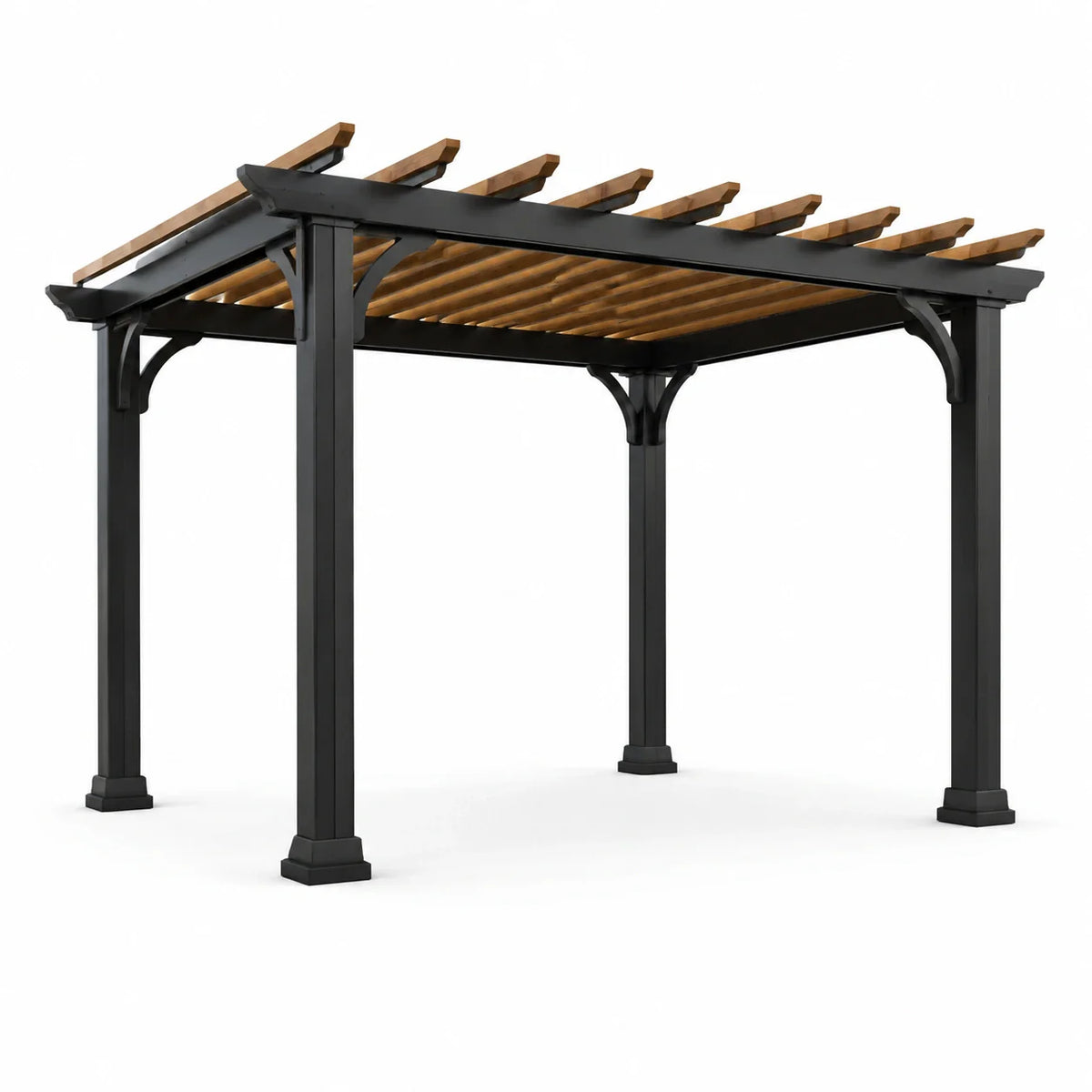 Pergola en métal noir et bois 3x3 m - 2026