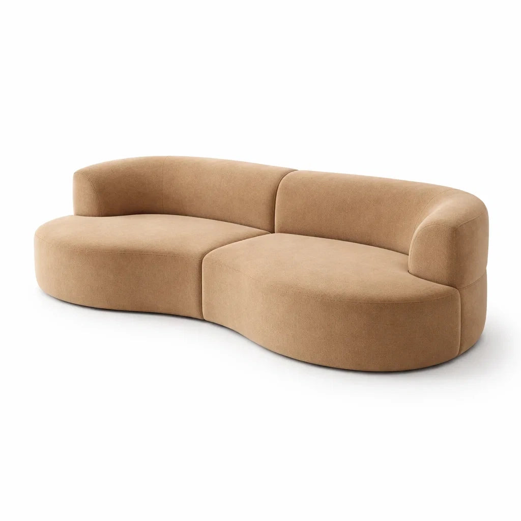 Canapé courbe en tissu marron - 2026