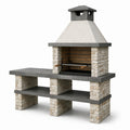 Barbecue extérieur en pierre reconstituée et acier inoxydable gris/beige 155x65x225 cm - 2026