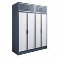 Armoire en Bois avec Cadre en Acier Inoxydable 3 Portes Bleu Blanc - 2026