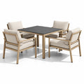 Ensemble table et chaises d'extérieur avec table carrée en aluminium et plateau en céramique noir et beige - 2026