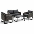 Ensemble de salon en aluminium et résine tressée noir et gris anthracite - 2026