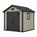 Abri de jardin en plastique gris et noir avec fenêtre et double porte - 2026
