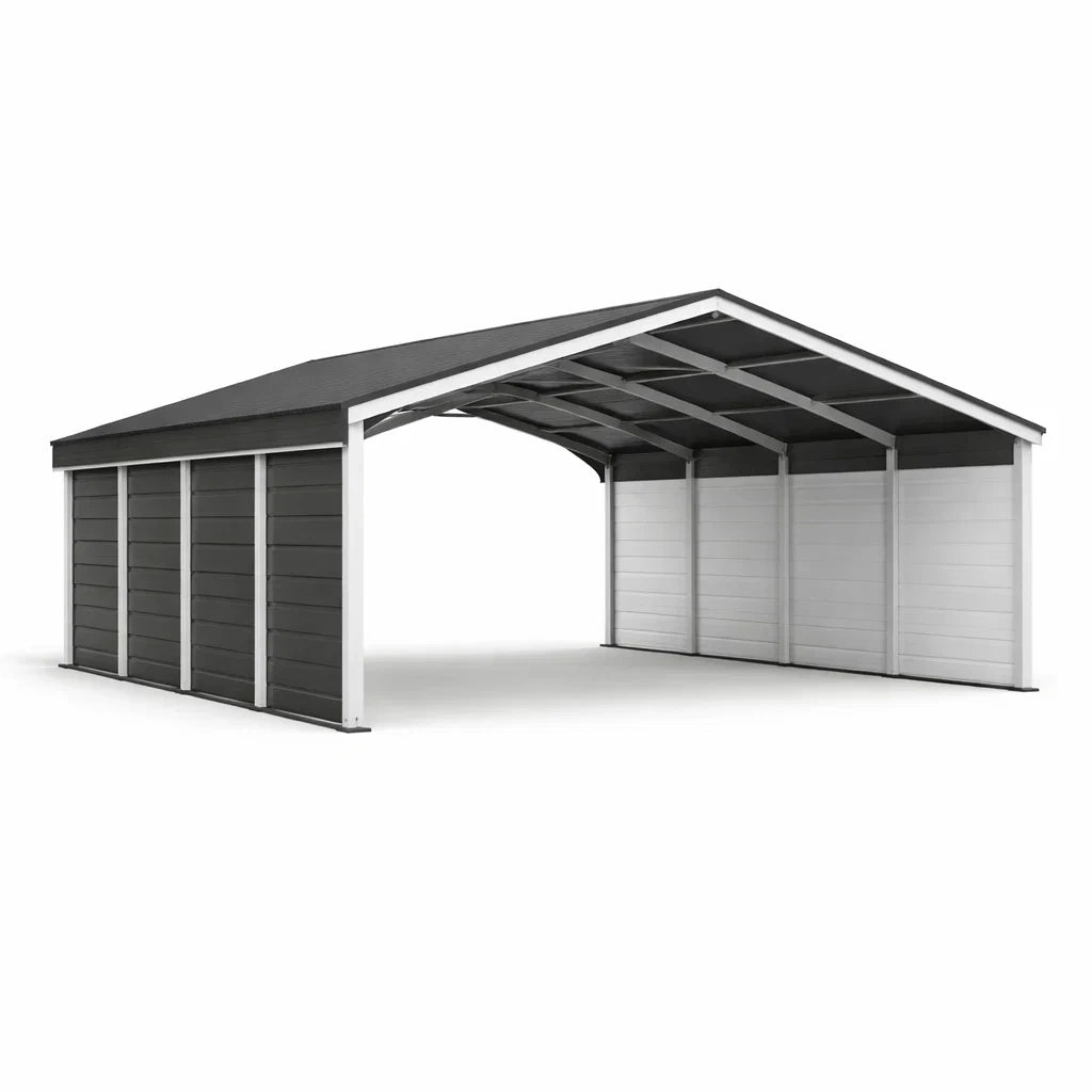 Abri de voiture en acier métallique gris anthracite - 2026