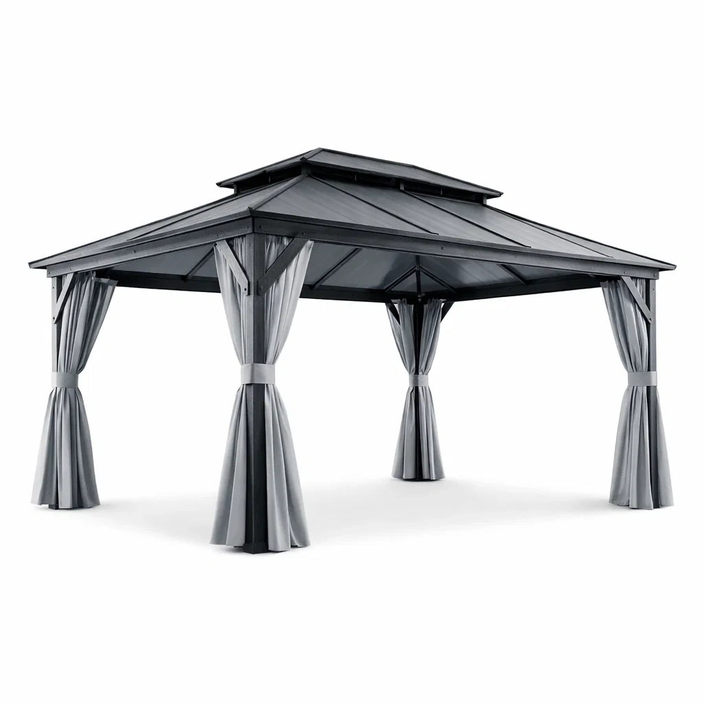 Tonnelle de jardin en aluminium et polycarbonate gris - 2026