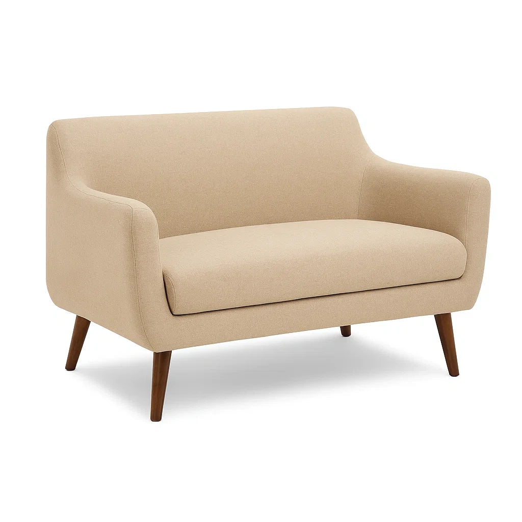 Canapé 2 Places Tissu Beige Pieds Bois - 2026