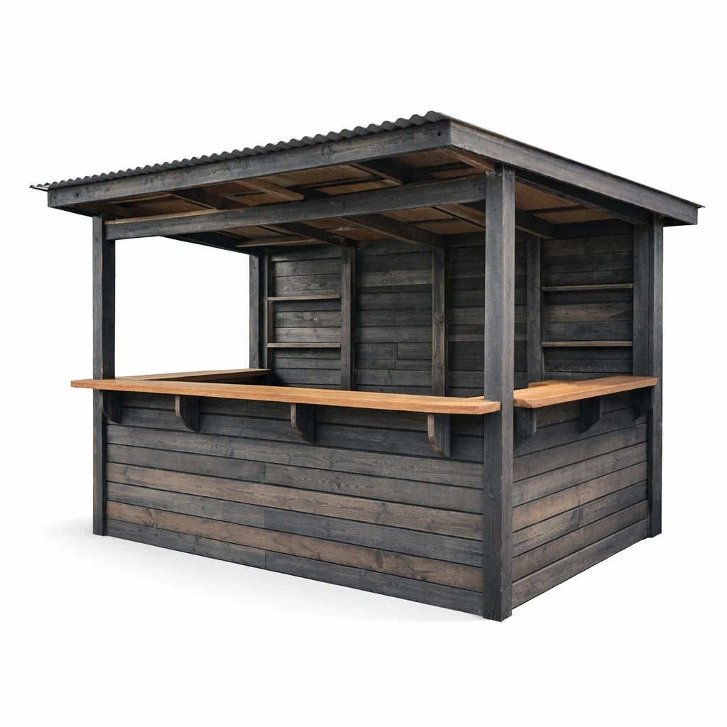 Kiosque bar de jardin en bois de pin et chêne noir et chêne - 2026