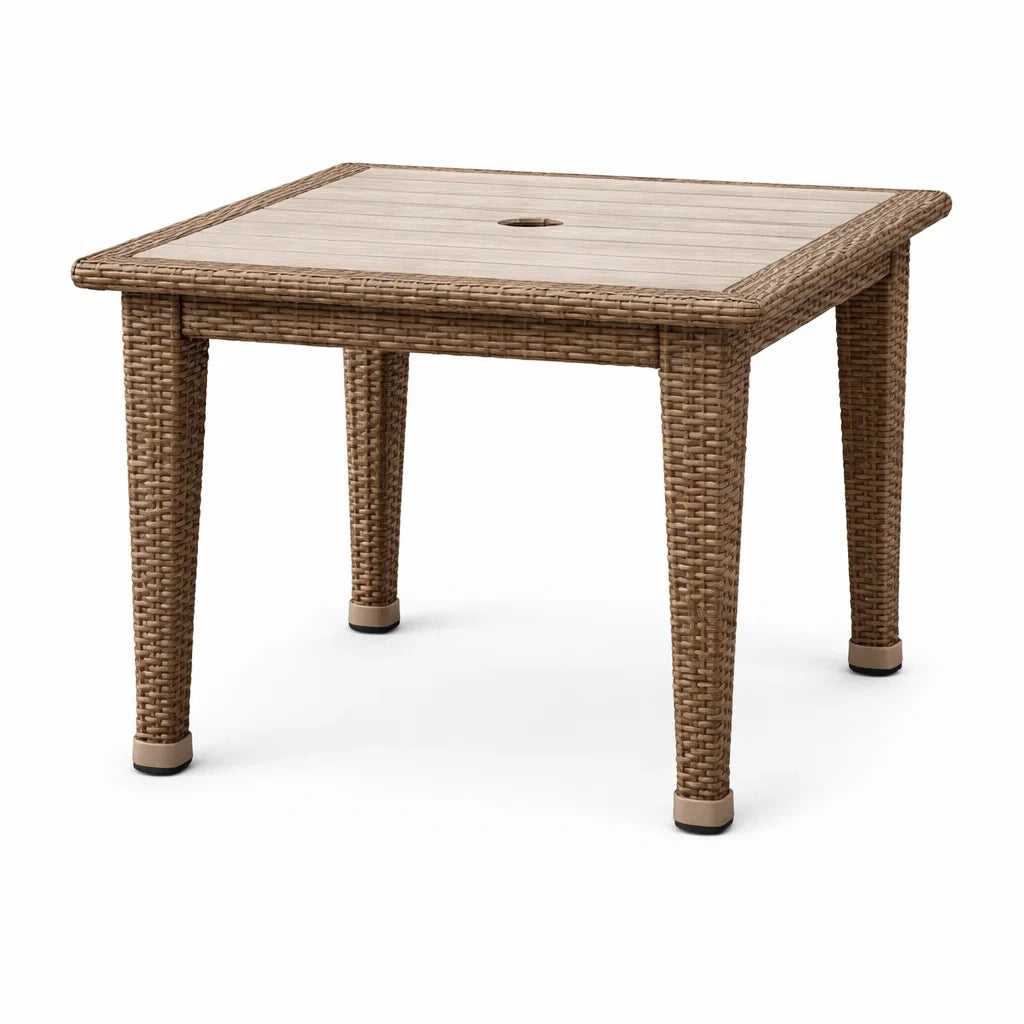 Table de jardin carrée en rotin synthétique brun - 2026