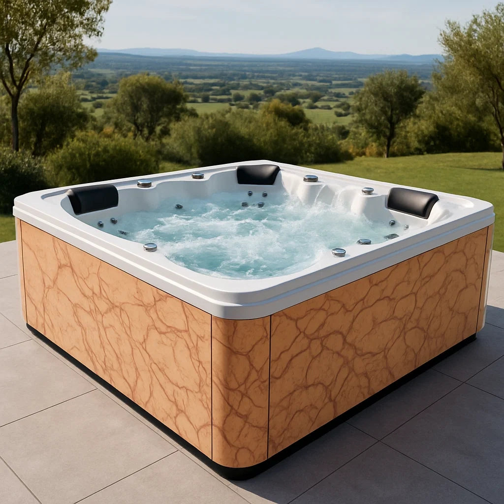 Jacuzzi Carré 6 Places Acrylique Blanc et Beige - 2026