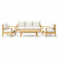 Ensemble de salon en bois avec coussins blancs - 2026