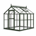 Serre de jardin victorienne en aluminium vert foncé et verre transparent, 190 × 190 × 220 cm, avec lucarne de toit - 2026