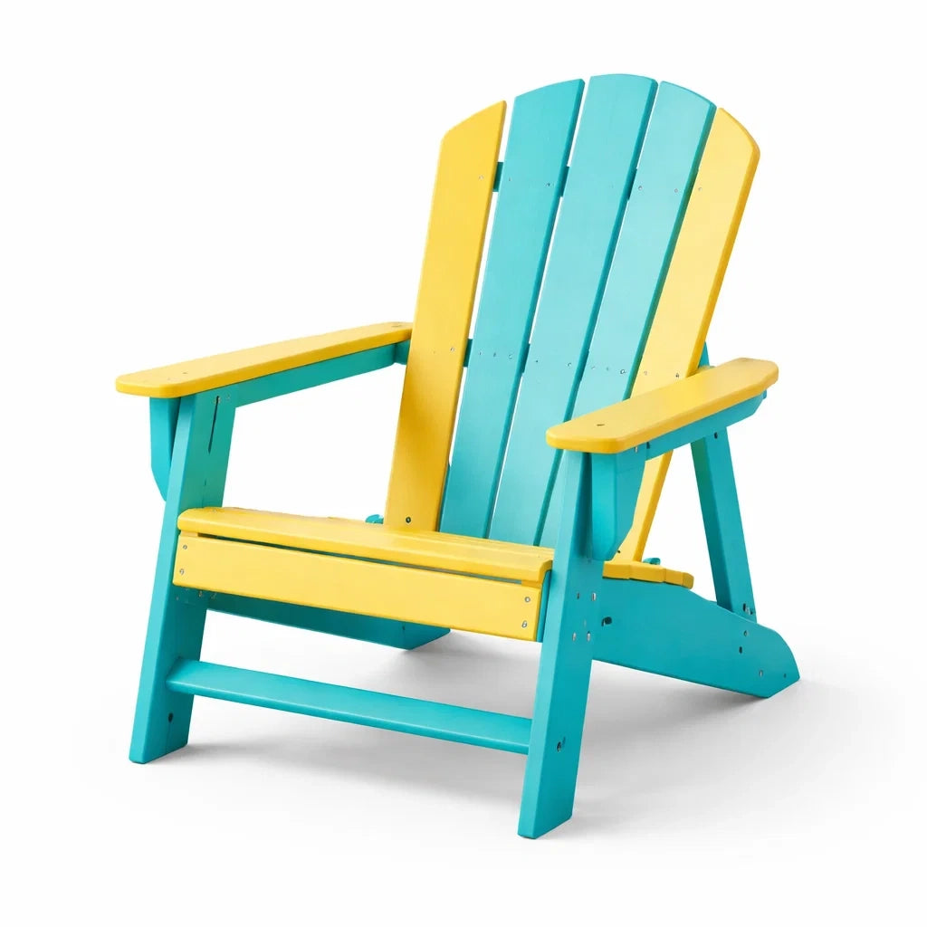 Chaise adirondack en plastique bleu et jaune pour extérieur - 2026