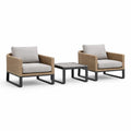 Ensemble de détente en rotin avec 2 fauteuils et table basse en métal gris - 2026