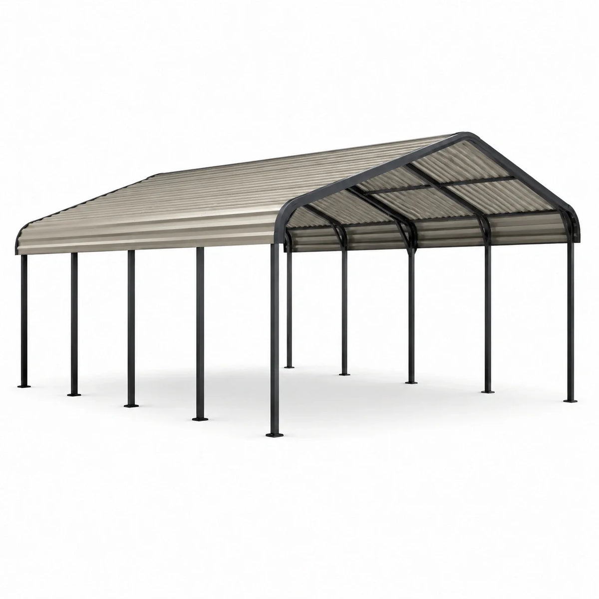 Abri voiture en acier galvanisé noir et beige 600x300 cm - 2026