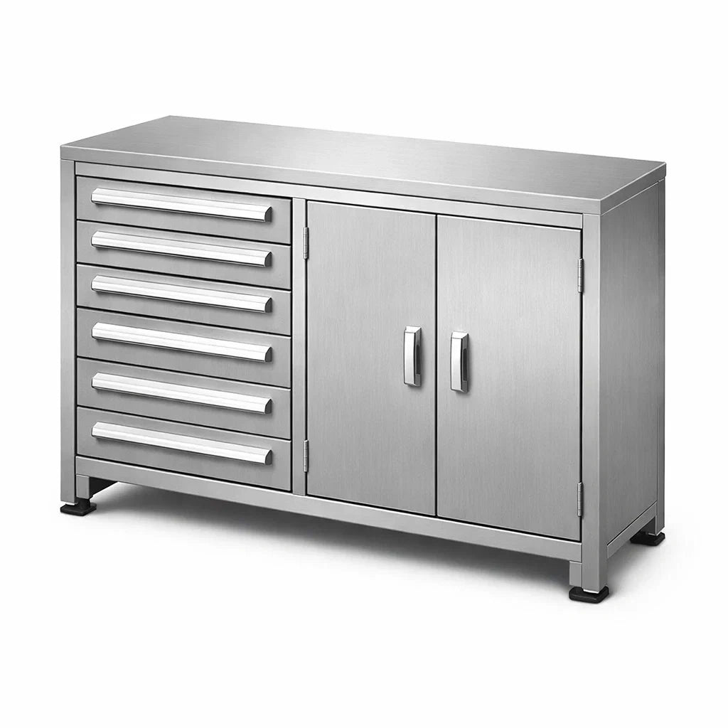 Armoire à outils en acier inoxydable avec tiroirs et portes - 2026