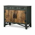 Armoire de rangement buffet en acier et bois 3 tiroirs 2 portes 100 cm - 2026