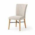 Chaise de salle à manger en tissu polyester beige avec pieds en bois - 2026