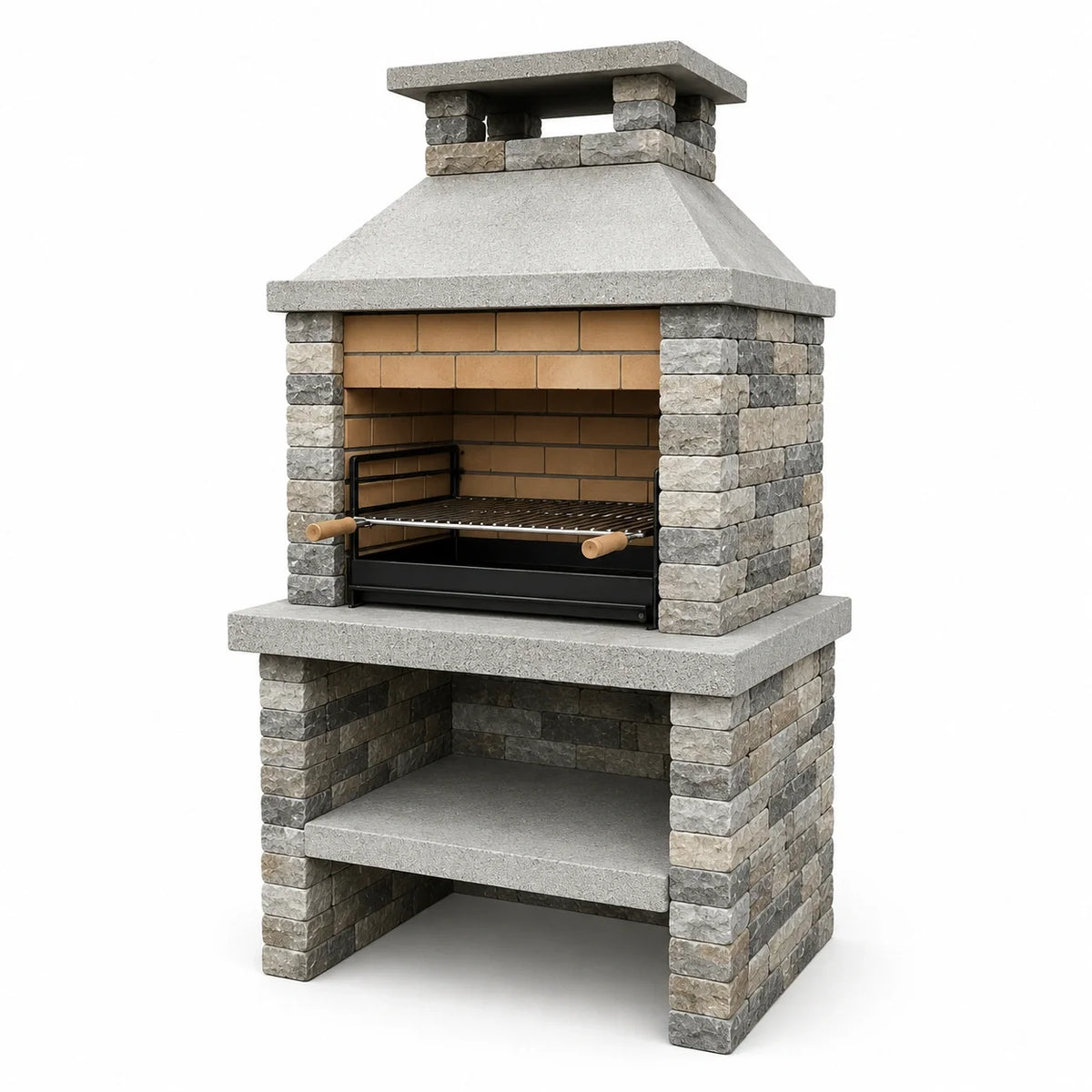 Barbecue extérieur en pierre naturelle et béton gris 160 cm x 110 cm x 65 cm - 2026