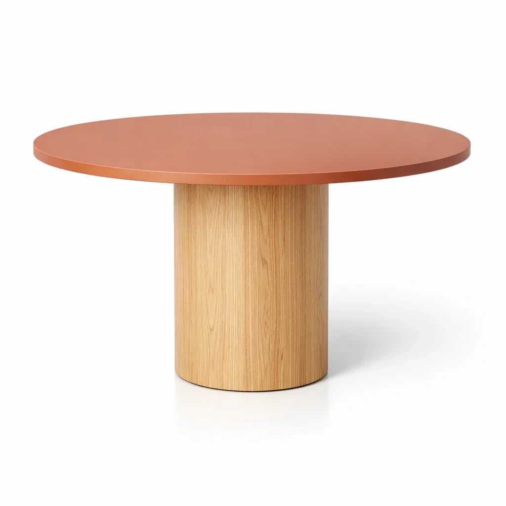 Table à manger ronde en bois mdf et chêne marron hauteur 75 cm - 2026