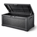 Coffre de rangement de jardin en plastique noir effet rotin - 2026