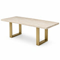 Table rectangulaire en travertin et métal doré 200 cm - 2026